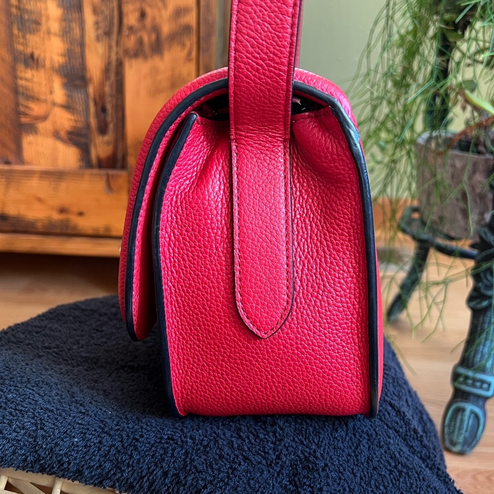 Alexander McQUEEN Red Leather Shoulder Bag Purse - Picture 8 of 15